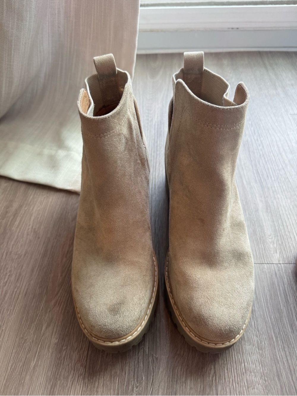 Dolce Vita Beige Suede Chelsea Ankle Boots